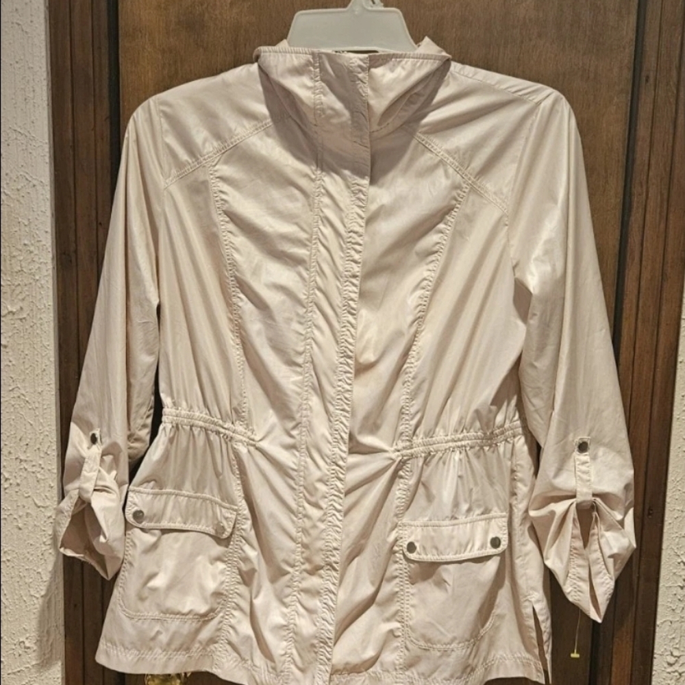 ZENERGY By CHICO'S Light Pink  Roll Tab Sleeve Two Pockets Size 1 Women's Jacket